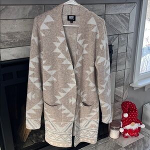 Frye Women's Geometric Pattern Cardigan in Beige and White